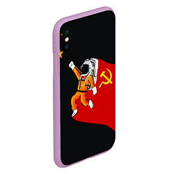 Чехол iPhone XS Max матовый Советский Гагарин, цвет: 3D-сиреневый — фото 2