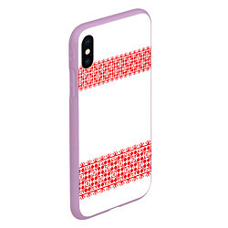 Чехол iPhone XS Max матовый Славянский орнамент (на белом), цвет: 3D-сиреневый — фото 2