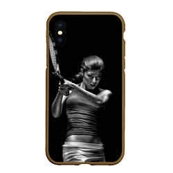 Чехол iPhone XS Max матовый Всемирный теннис, цвет: 3D-коричневый