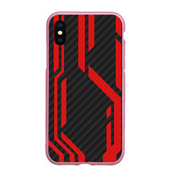 Чехол iPhone XS Max матовый CS:GO Redline, цвет: 3D-розовый