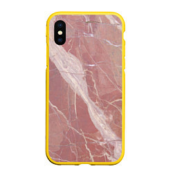 Чехол iPhone XS Max матовый Розовый мрамор, цвет: 3D-желтый