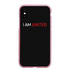 Чехол iPhone XS Max матовый Manchester United team, цвет: 3D-розовый