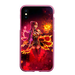 Чехол iPhone XS Max матовый Лист, цвет: 3D-малиновый