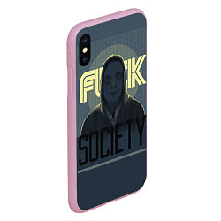 Чехол iPhone XS Max матовый Fuck Society, цвет: 3D-розовый — фото 2