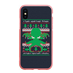 Чехол iPhone XS Max матовый Новогодний свитер Ктулху, цвет: 3D-баблгам