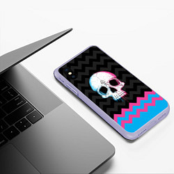 Чехол iPhone XS Max матовый Colored Skull, цвет: 3D-светло-сиреневый — фото 2