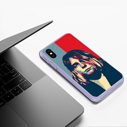 Чехол iPhone XS Max матовый Kurt Cobain, цвет: 3D-светло-сиреневый — фото 2