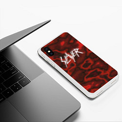 Чехол iPhone XS Max матовый Slayer Texture, цвет: 3D-белый — фото 2