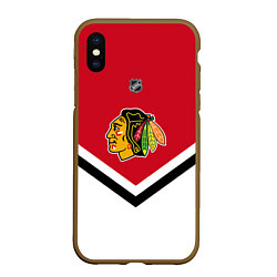 Чехол iPhone XS Max матовый NHL: Chicago Blackhawks, цвет: 3D-коричневый