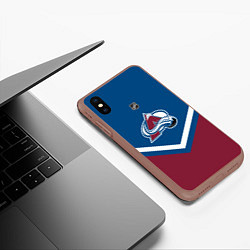 Чехол iPhone XS Max матовый NHL: Colorado Avalanche, цвет: 3D-коричневый — фото 2