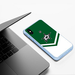 Чехол iPhone XS Max матовый NHL: Dallas Stars, цвет: 3D-голубой — фото 2