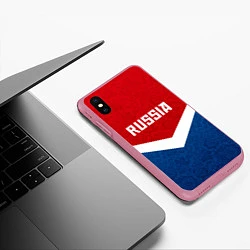Чехол iPhone XS Max матовый Russia Team, цвет: 3D-малиновый — фото 2