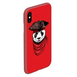 Чехол iPhone XS Max матовый Панда пират, цвет: 3D-красный — фото 2