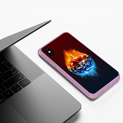 Чехол iPhone XS Max матовый Огонь против воды, цвет: 3D-сиреневый — фото 2