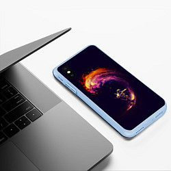 Чехол iPhone XS Max матовый Космический серфинг, цвет: 3D-голубой — фото 2