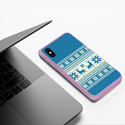 Чехол iPhone XS Max матовый Новогодний свитер, цвет: 3D-сиреневый — фото 2