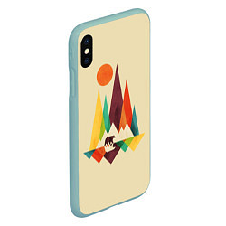 Чехол iPhone XS Max матовый Медведь в горах, цвет: 3D-мятный — фото 2