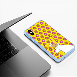 Чехол iPhone XS Max матовый Пончики Гомера Симпсона, цвет: 3D-голубой — фото 2