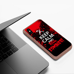 Чехол iPhone XS Max матовый Keep Calm & Kill Zombies, цвет: 3D-коричневый — фото 2