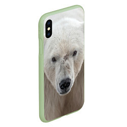 Чехол iPhone XS Max матовый Белый медведь, цвет: 3D-салатовый — фото 2