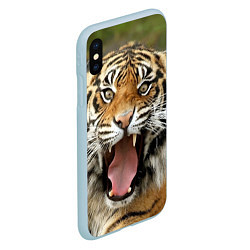 Чехол iPhone XS Max матовый Удивленный тигр, цвет: 3D-голубой — фото 2