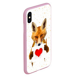 Чехол iPhone XS Max матовый Влюбленная лиса, цвет: 3D-розовый — фото 2