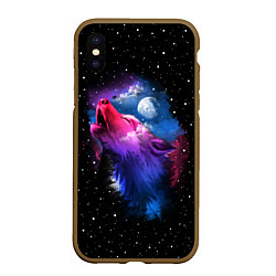 Чехол iPhone XS Max матовый Воющий волк, цвет: 3D-коричневый