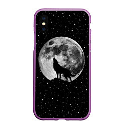 Чехол iPhone XS Max матовый Лунный волк, цвет: 3D-фиолетовый