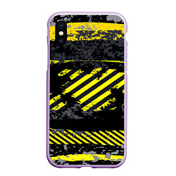 Чехол iPhone XS Max матовый Grunge Line, цвет: 3D-сиреневый