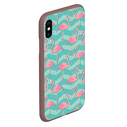 Чехол iPhone XS Max матовый Flamingo Pattern, цвет: 3D-коричневый — фото 2