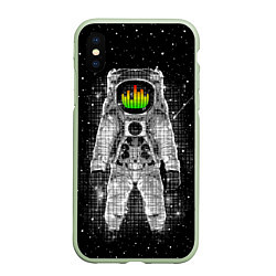 Чехол iPhone XS Max матовый Музыкальный космонавт, цвет: 3D-салатовый