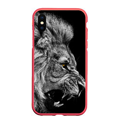 Чехол iPhone XS Max матовый Оскал льва, цвет: 3D-красный