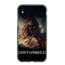 Чехол iPhone XS Max матовый Disturbed: Skull Mountain, цвет: 3D-темно-зеленый