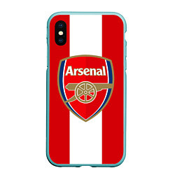 Чехол iPhone XS Max матовый Arsenal FC: Red line, цвет: 3D-мятный