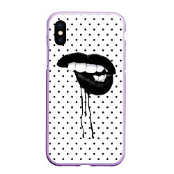 Чехол iPhone XS Max матовый Black Lips, цвет: 3D-сиреневый