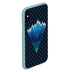 Чехол iPhone XS Max матовый Геометрические горы, цвет: 3D-мятный — фото 2