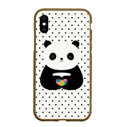 Чехол iPhone XS Max матовый Любовь панды, цвет: 3D-коричневый