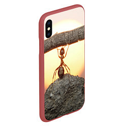 Чехол iPhone XS Max матовый Муравей-силач, цвет: 3D-красный — фото 2