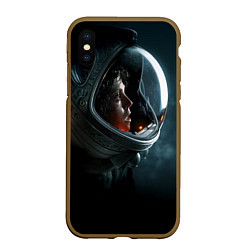 Чехол iPhone XS Max матовый Девушка космонавт, цвет: 3D-коричневый
