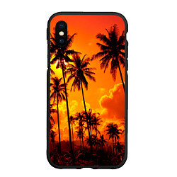 Чехол iPhone XS Max матовый Таиланд - пальмы на закате, цвет: 3D-черный