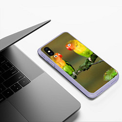 Чехол iPhone XS Max матовый Два попугая, цвет: 3D-светло-сиреневый — фото 2