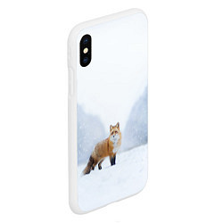 Чехол iPhone XS Max матовый Лиса на снегу, цвет: 3D-белый — фото 2