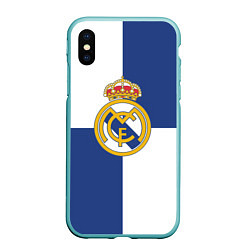 Чехол iPhone XS Max матовый Real Madrid: Blue style, цвет: 3D-мятный