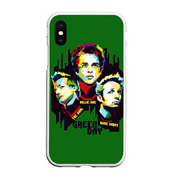 Чехол iPhone XS Max матовый Green Day: Trio, цвет: 3D-белый