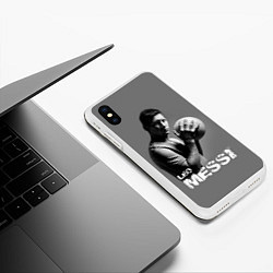 Чехол iPhone XS Max матовый Leo Messi, цвет: 3D-белый — фото 2