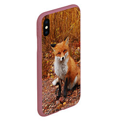 Чехол iPhone XS Max матовый Осенняя лиса, цвет: 3D-малиновый — фото 2