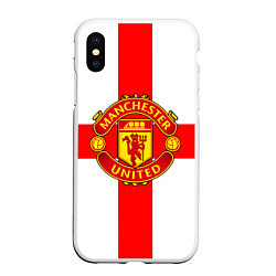 Чехол iPhone XS Max матовый Manchester Utd: England, цвет: 3D-белый