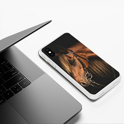 Чехол iPhone XS Max матовый Взгляд коня, цвет: 3D-белый — фото 2