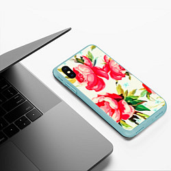 Чехол iPhone XS Max матовый Пиончики, цвет: 3D-мятный — фото 2