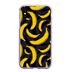Чехол iPhone XS Max матовый Бананы, цвет: 3D-светло-сиреневый